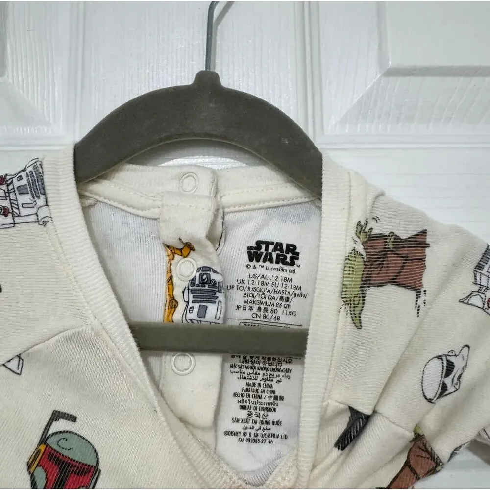 STAR WARS Baby Toddler 12-18 Month Long Sleeve Romper 100% Cotton